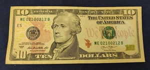 Fancy Serial Number $10 Note 2 Triples & 1 Pair ME02100212B - Picture 1 of 8