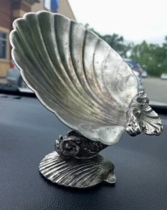 Vintage Silver Plated Soap Bar Holder Cast Seashell on Fish Tail Design 5"× 5" - Picture 1 of 11