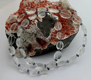 Collar De Aquamarina Y Iolita, Collar De Piedras Preciosas Facetadas Ovaladas - Imagen 1 de 3