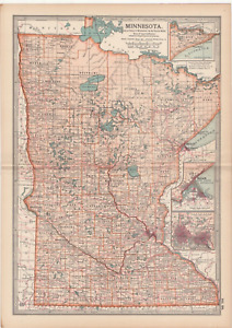 1902 state map of Minnesota antique vintage Britannica 10th