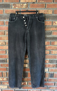 Versace Jeans Couture Black Corduroy Loose Fit Button Fly Pants Jeans Size 36x32