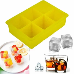 Silicone Ice Cube Trays 2 Pack 12 Pcs Squares Mold Whiskey Cocktails - Picture 1 of 3