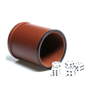 Leder Würfelbecher Set Filzfutter Leiser Schüttler mit 5 Punktwürfeln für Farkle - Bild 1 von 7