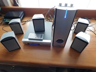 HOME THEATER COBY 5.1 CHANNEL  #CS-P63 DVD/CD/RCD SUB 5 SPEAKERS REMOTE WORKING - Image 1 of 4