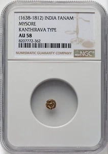Indien Mysore Fanam (1638-1812) Kanthirava Typ NGC AU 58 - Bild 1 von 2