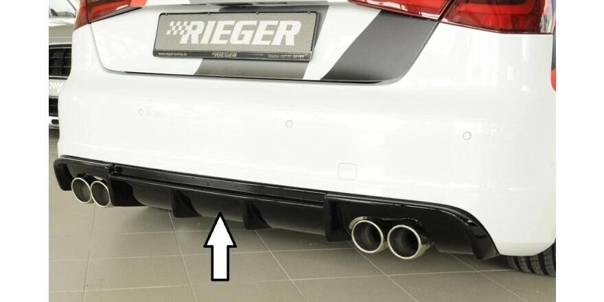 Rieger Heckeinsatz für Audi S3 8V Sportback Vorfacelift ABS schwarz glänzend - Bild 1 von 1