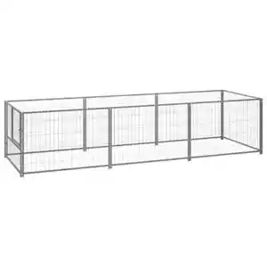 vidaXL Dog Kennel Silver 3 m虏 Steel 2BB - Picture 1 of 6