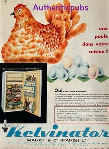 PUBLICITE KELVINATOR REFRIGERATEUR FRIGO POULE OEUFS DE 1960 AD PUB VINTAGE - Picture 1 of 1
