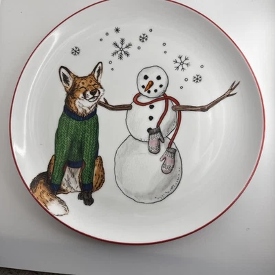 West Elm Rachel Kozlowski Dapper Animal Christmas Holiday 8.5" Plate - Image 1 of 3