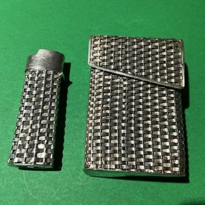 1940's MEXICO Woven Sterling Silver 925 Cigarette Case Box & Lighter 169 grams - Picture 1 of 7