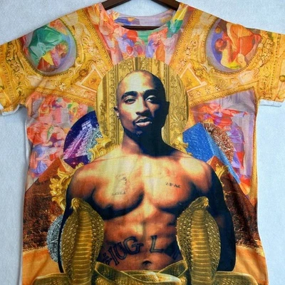 Y2K 2 Pac  Shirt Mens XL Tupac Cobra Print Sublimation Licensed Dopamine Big Hit - Image 1 of 4