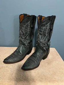 Botas occidentales Lucchese para hombre negras de carretera con punta corta de pantorrilla 8D - Imagen 1 de 8