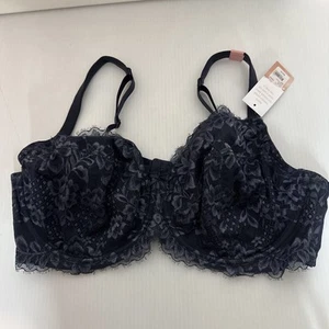 CACIQUE Bra Full Coverage Lace 42DDD Women’s Blue Sexy lingerie Adjustable NWT - Picture 1 of 12