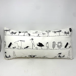 IKEA Olle Eksell Onskedrom ALMOHADA NEGRO BLANCO GARABATEADO PÁJAROS LUMBAR 10X22" CAPRICHOS - Imagen 1 de 9
