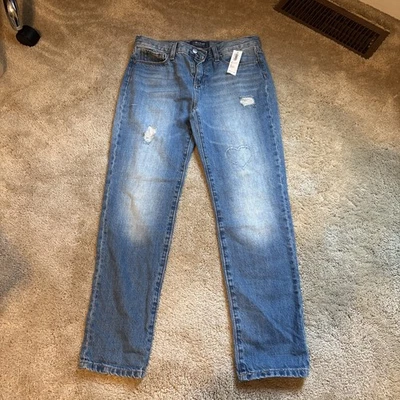 JEANS AJUSTADOS BOYFRIEND AZUL MARINO ANTIGUO PARA NIÑAS TALLA 14 REGULAR Cintura Ajustable Foto 1 de 4
