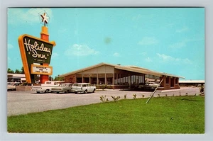 Mobile Alabama, HOLIDAY INN MOTEL, CLASSIC CARS, Antique Vintage Postcard - Picture 1 of 2