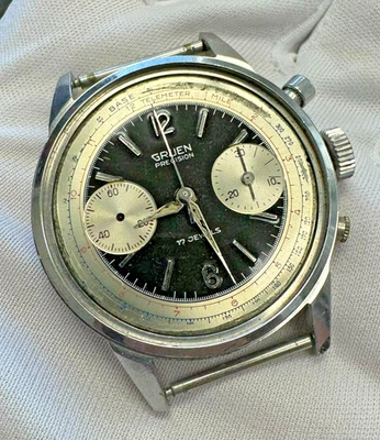 Gruen Precision Chronograph Manual Wind Valjoux 7730 Stainless Steel Watch W-123 - Image 1 of 4