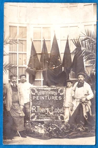 foto d'epoca rppc casa pittori officina Bruxelles Belgio ca 1910 peintres - Foto 1 di 2