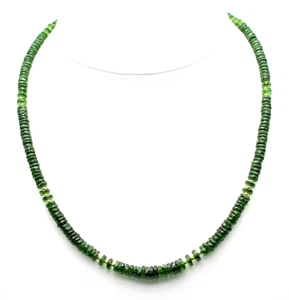 Cadena de diopsido de cromo cadena de piedras preciosas facetada forma de neumático único verde noble 47,5 cm - Imagen 1 de 10