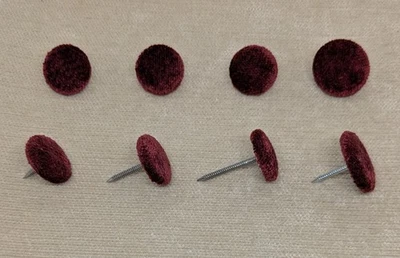 Wine Slub Crushed Velvet Nail Back Upholstery Buttons - Various Sizes Available - Image 1 of 2