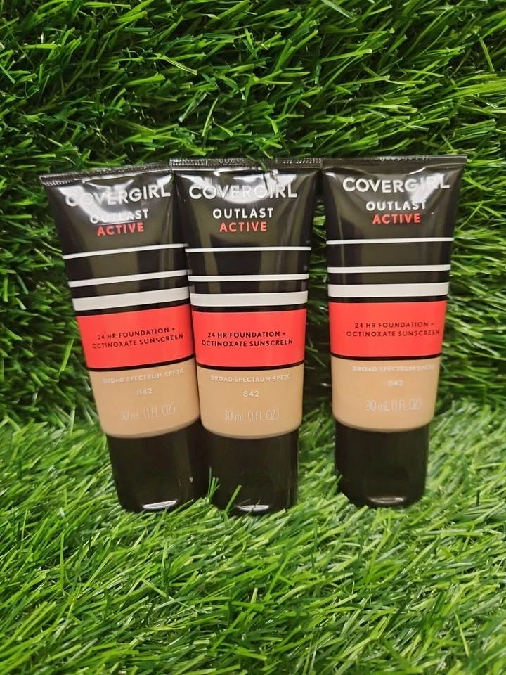  PACK COVERGIRL OUTLAST ACTIVE 24HR FOUNDATION SPF 20 842 MEDIUM BEIGE Lot Of 3 - Image 1 of 1