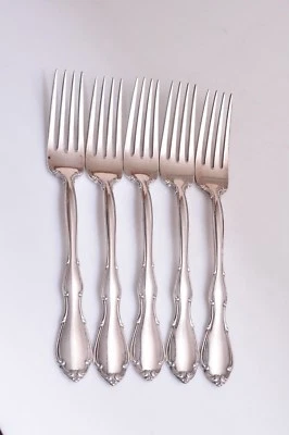 LOTE 5 Toallas FONTANA Plata de Ley 7 1/8" Tenedores de Cena Sin Monograma Limpio Foto 1 de 4