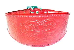 Cuello de galgo rojo diseño celta cuero látigo 4 tamaños collar de perro rojo celta - Imagen 1 de 5