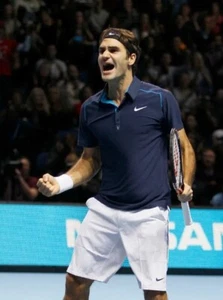 ● RARE NIKE RF FEDERER ATP FINALS 2011 NAVY TENNIS SHIRT SIZE MEN'S ADULT L ● - Picture 1 of 12