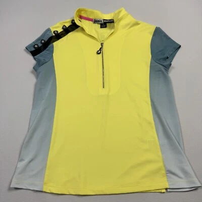Top de golf Jamie Sadock 1/2 cremallera poliéster spandex amarillo gris mediano para mujer Foto 1 de 4