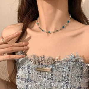 Enchanting Blue Butterfly Necklace - Double-Layer Design for Women & Girls - Picture 1 of 8