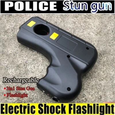 DEFENDER 10 Million Volt Rechargeable Pistol Grip STUN GUN w/ LED Light & Safety Pin