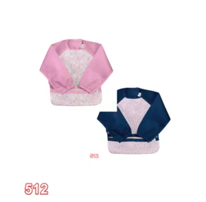 green sprouts Snap & Go Easy-wear Long Sleeve Bib (2 pack)-Pink Blossom & Flower - Picture 1 of 3