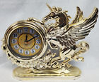 Vtg Gold-Tone J.H Quartz Pegasus/Winged Unicorn Clock Mantle Prop Not Working