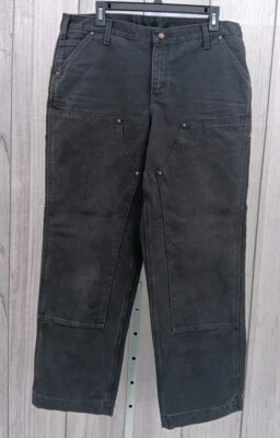 Pantalones de mezclilla cargo Carhartt para hombre calce relajado negros talla 12 AC6 Foto 1 de 4