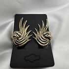 Vintage Monet Gold Tone Double Wing Clip On Earrings Signed