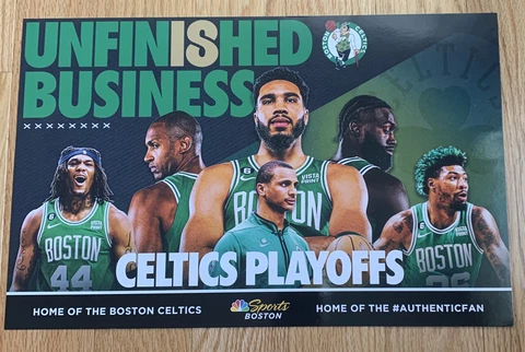 Boston Celtics Unfinished Business Playoff 2023 Authentic Fan Poster Cheer Card Cover