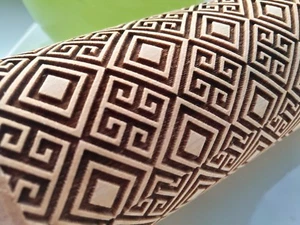 Wooden Rolling Pin Carved Engraved Geometric Pattern Roller Embossed Roller Clay - Picture 1 of 10