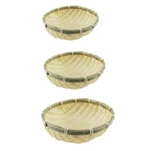 Woven Tray Wicker Food Organizer Tray Small Kitchen Bread Baskets - Picture 1 of 12