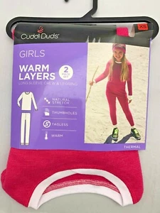 CUDDL DUDS $26 Pink WARM LAYERS Top & Leggings Thermal Underwear Girls XS 4 / 5 - Picture 1 of 4