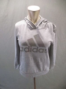 ADIDAS Size XL (16) Kids Unisex Gray Front Pocket Thumbhole Athletic Hoodie 148 - Picture 1 of 10