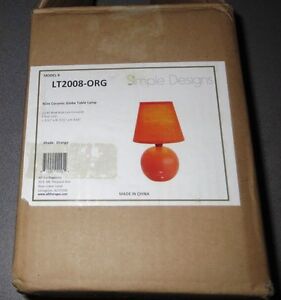 Simple Designs LT2008-ORG Mini Ceramic Globe Table Lamp, Orange