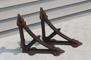 PAIR (2) Restoration Hardware Cast Iron Arc Bracket Rust Shelf Ledge Heavy 10" - Picture 1 of 7