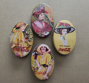 Set of 8 Vintage 2" Coca Cola Pocket Sewing Kit Advertising Tins - Picture 1 of 6