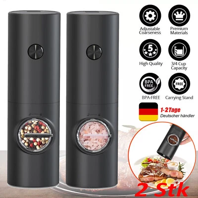 2 Profi Pfeffermühle Elektrische Salz und Pfeffermühle Gewürzmühle Salzmühle Set - Bild 1 von 4