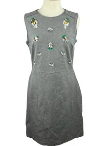 Banana Republic Women's Gray Pineapple Beaded Embellished Sheath Dress Size 12 - Picture 1 of 12