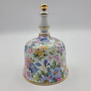 Pink & Blue Floral Bell Porcelain Pottery Bisque Ceramic VTG Collectible Deco - Picture 1 of 7