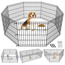 24" Dog Playpen Crate 8 Panel Fence Pet Play Pen Exercise Puppy Kennel Cage Yard