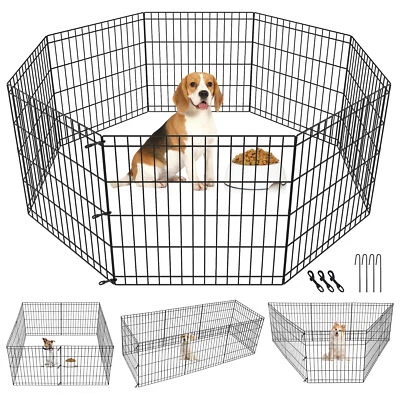 24" 8 Paneles Perro Playpen Portátil Mascota Juego Pluma Cachorro Ejercicio Cerca Perrera Patio Foto 1 de 4