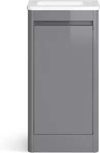 Bathroom Cabinet Vanity Unit Sink Basin Storage Freestanding Cloakroom Grey - Picture 1 of 6