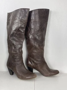 Jessica Simpson Womens Size 6.5 B Brown Leather Fashion Knee High Boots - Picture 1 of 12